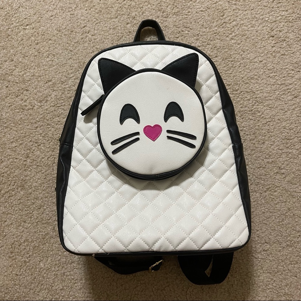Betsey Johnson quilted cat book bag backpack